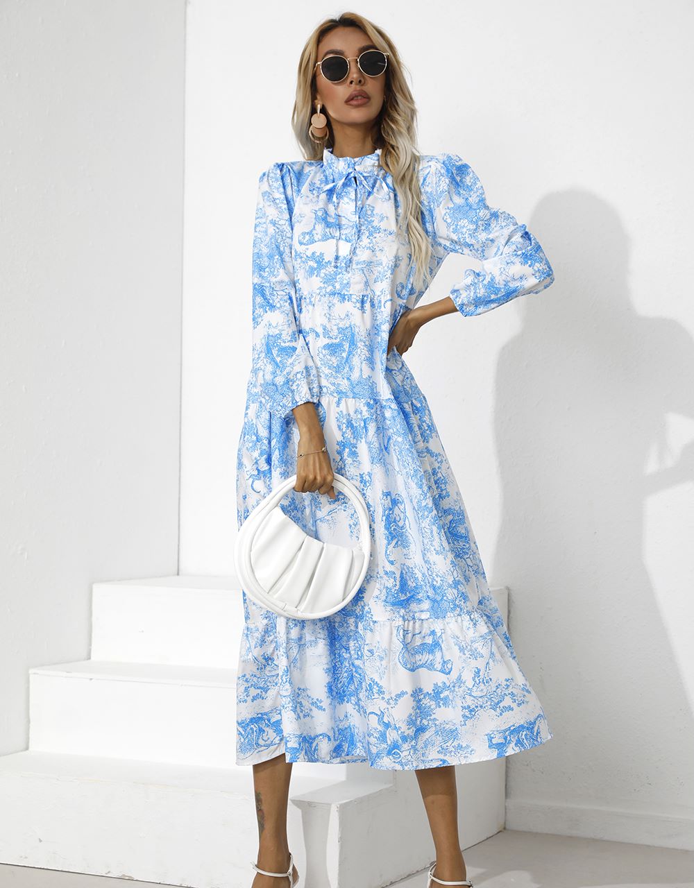 Print Tiered Hem Dress