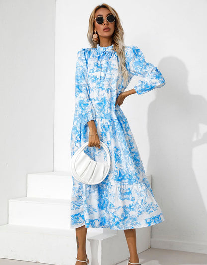 Print Tiered Hem Dress