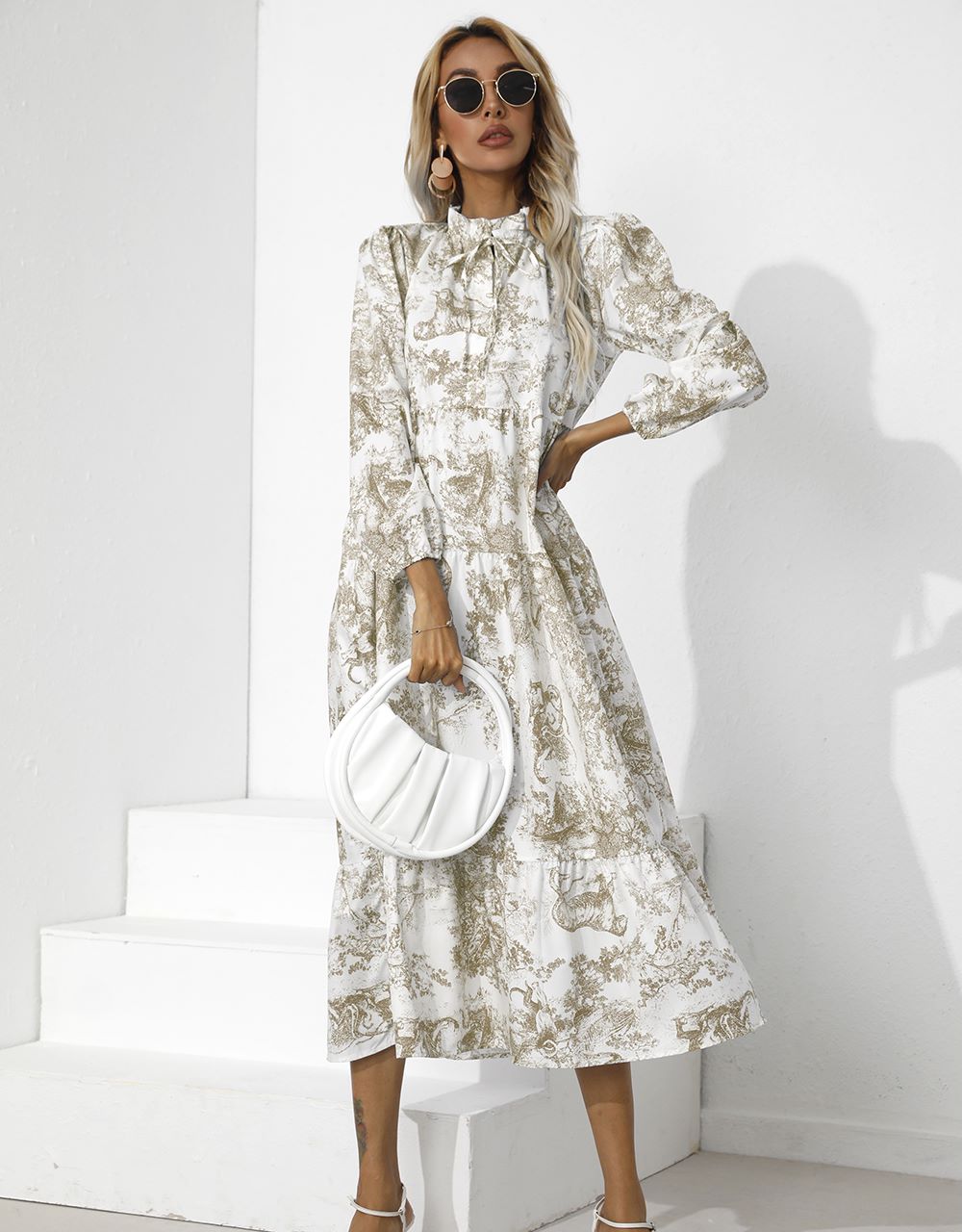Print Tiered Hem Dress