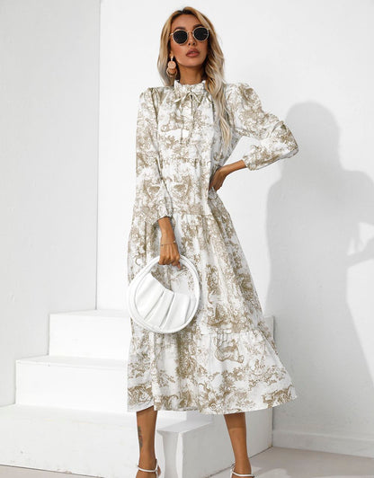 Print Tiered Hem Dress