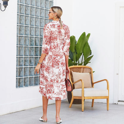Print Tiered Hem Dress