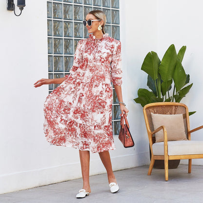 Print Tiered Hem Dress
