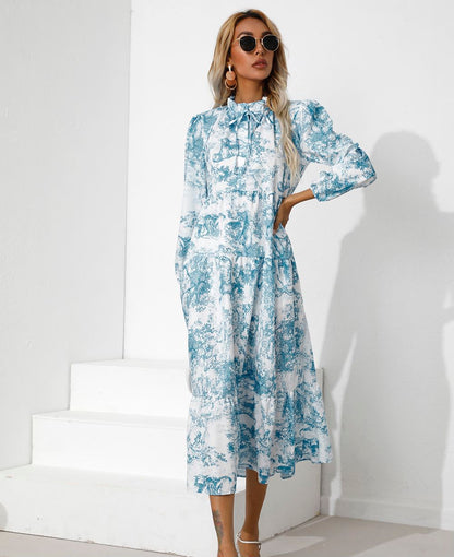 Print Tiered Hem Dress