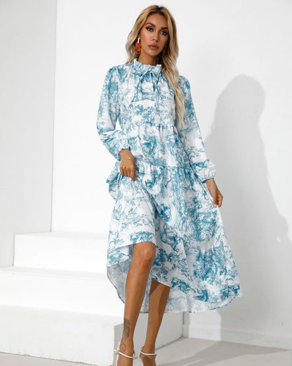 Print Tiered Hem Dress