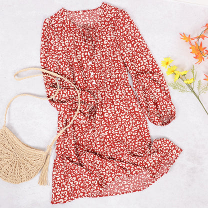 Keyhole Tie Neck Sleeve Dress