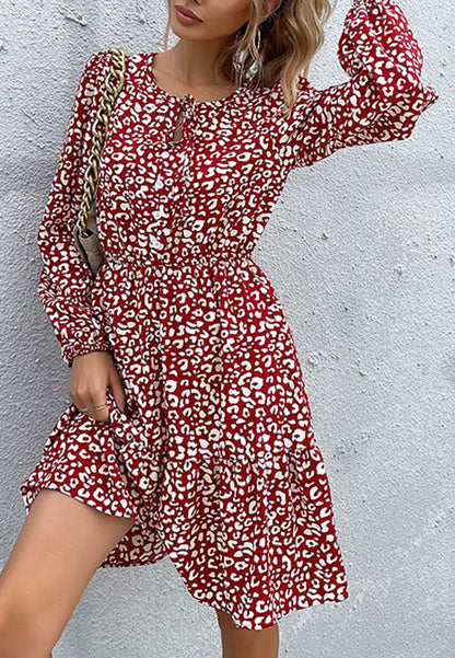 Keyhole Tie Neck Sleeve Dress