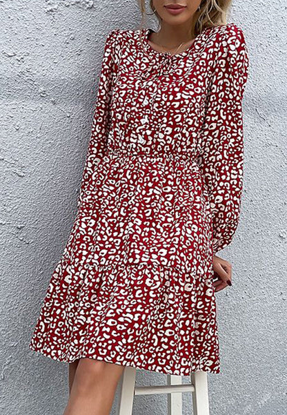 Keyhole Tie Neck Sleeve Dress