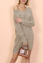 Plunge Neck Sweater Dress