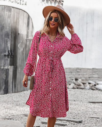 Floral Tie Waist Dress