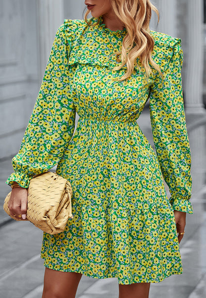 Floral Ruffle Trim Dress