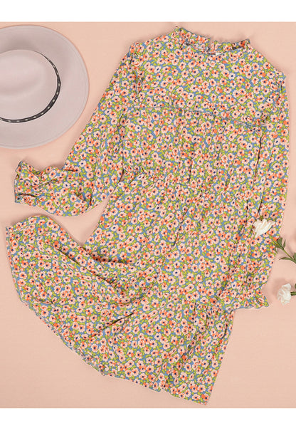 Floral Ruffle Trim Dress
