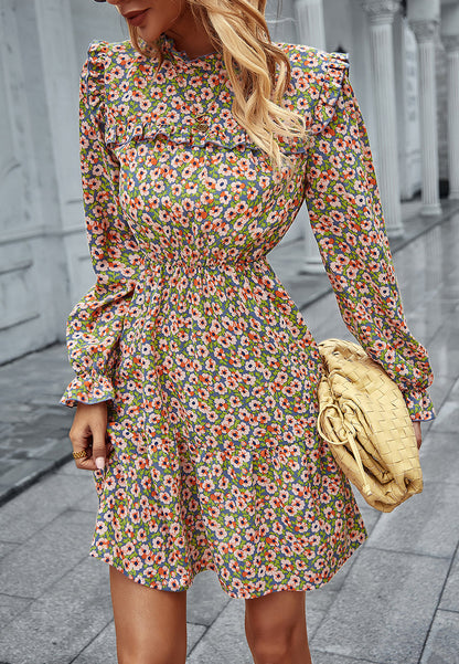 Floral Ruffle Trim Dress