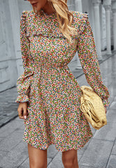 Floral Ruffle Trim Dress