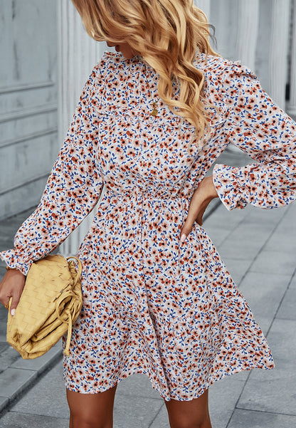 Floral Ruffle Trim Dress