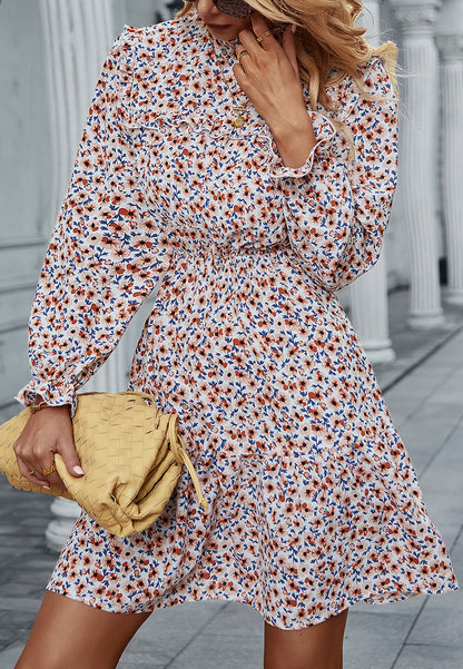 Floral Ruffle Trim Dress