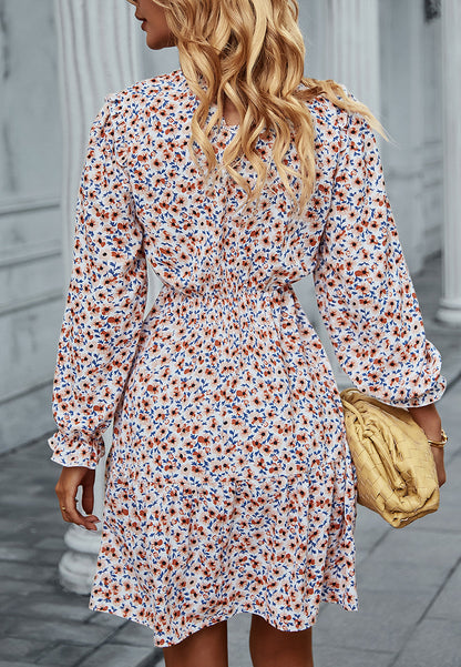Floral Ruffle Trim Dress