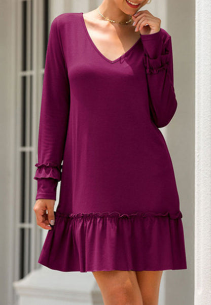 V Neck Ruffle Dress