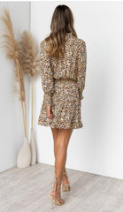 High Neck Leopard Dress