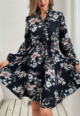 Vintage Collared Print Dress