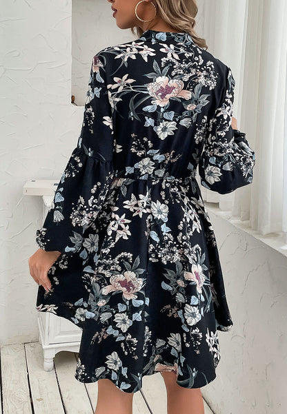 Vintage Collared Print Dress