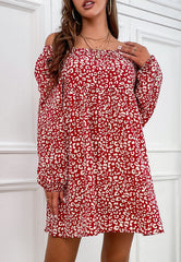 Gathered Neck Print Dress
