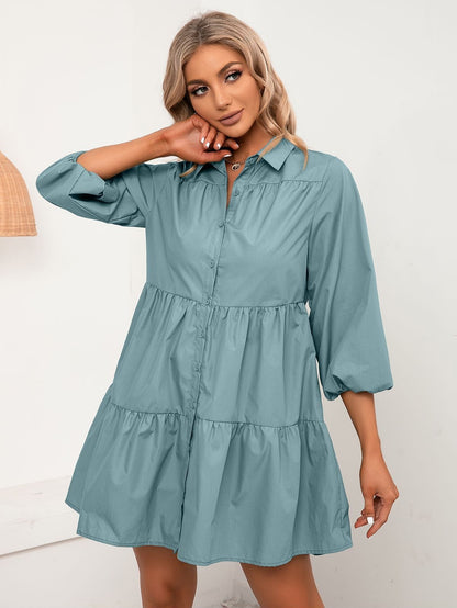 Elbow Length Shirt Dress