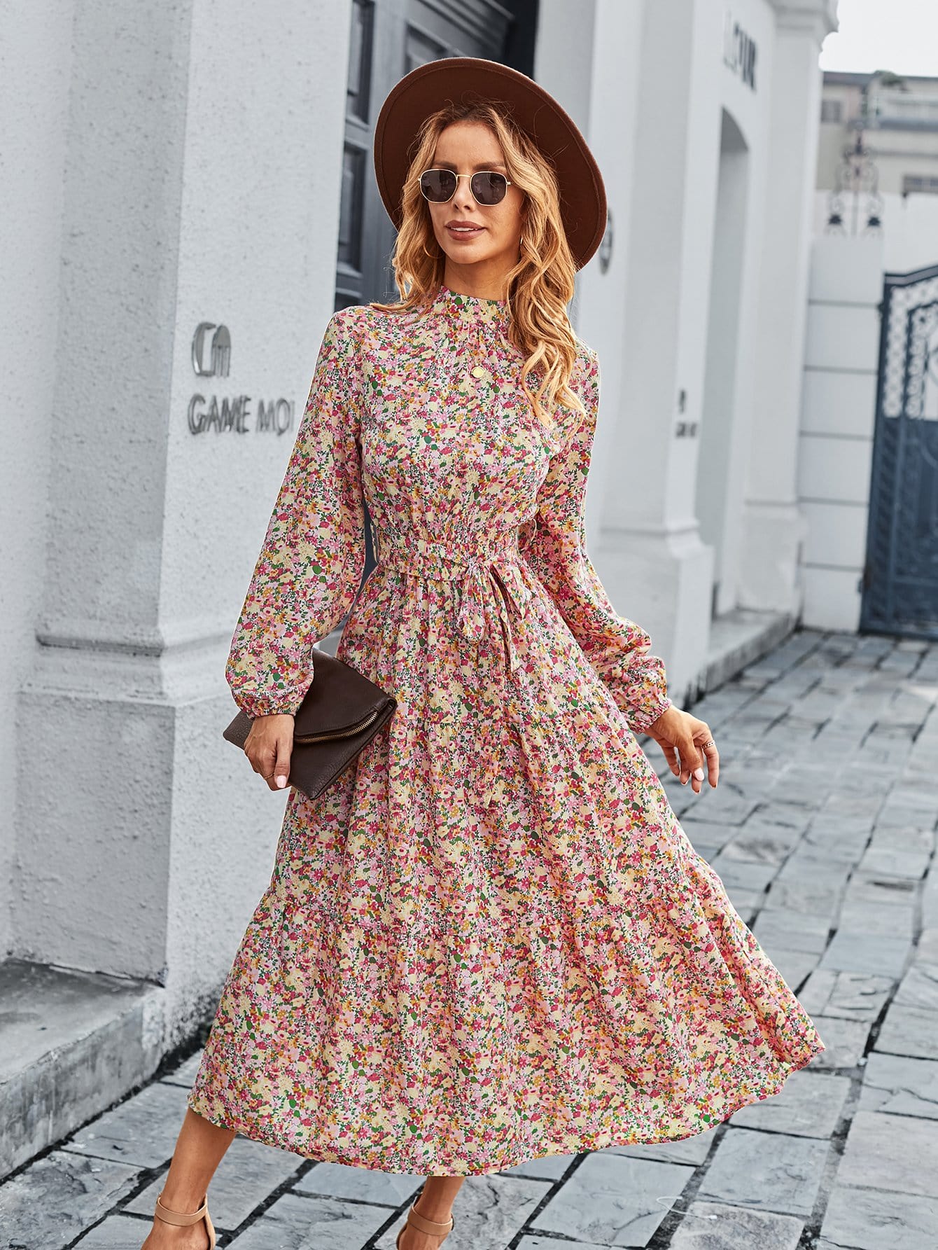 High Floral Vintage Dress