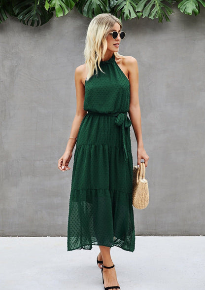 Halter Dot Sheer Dress