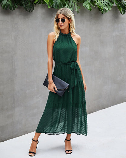 Halter Dot Sheer Dress