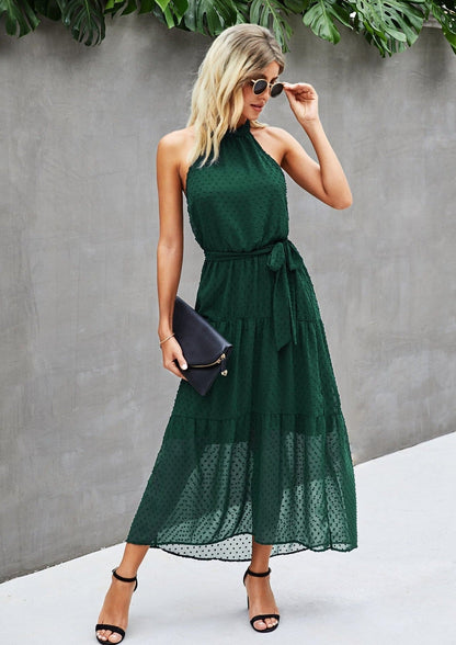 Halter Dot Sheer Dress