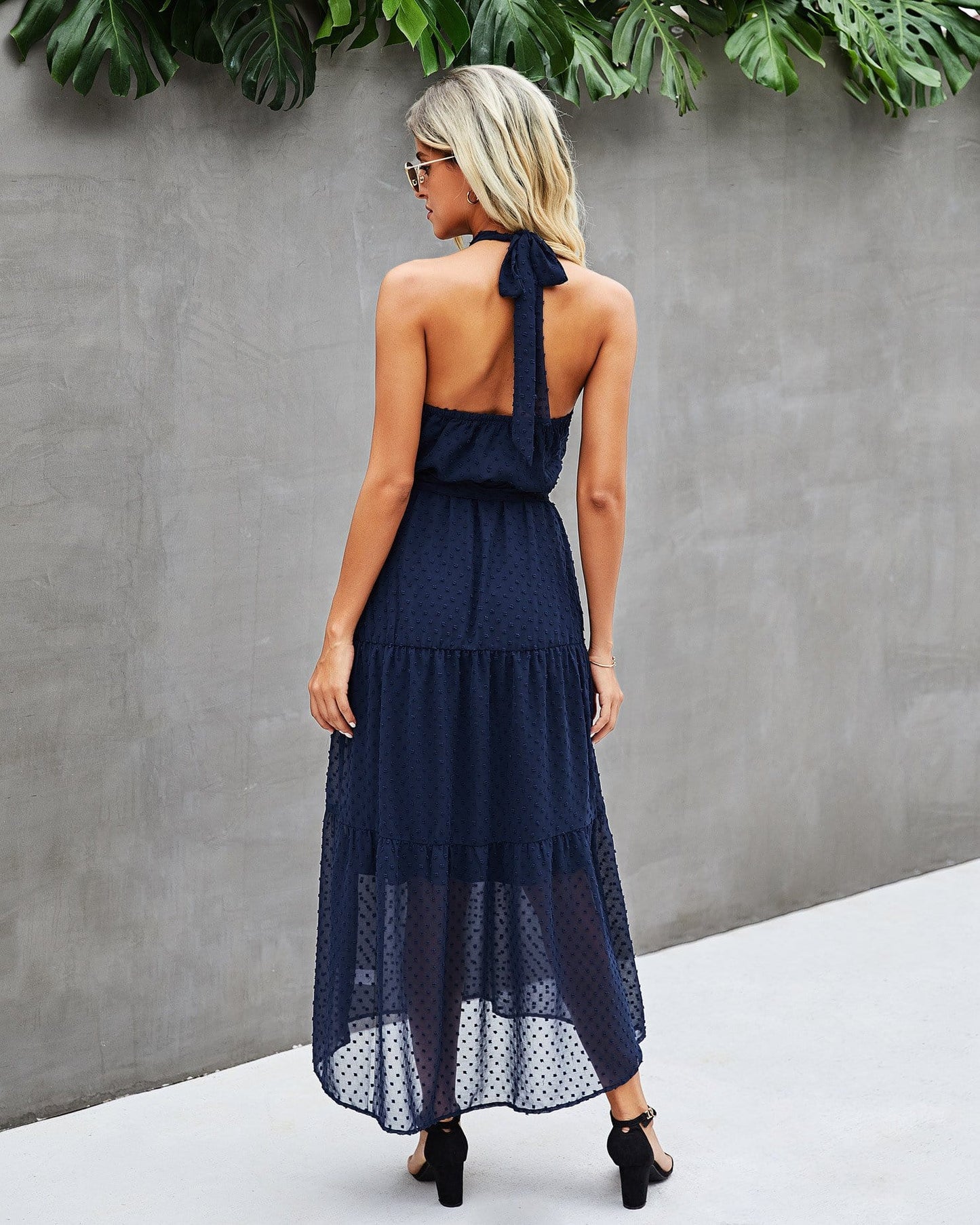 Halter Dot Sheer Dress