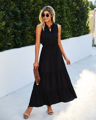 Tie Neck Solid Dress