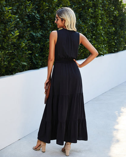 Tie Neck Solid Dress