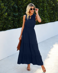 Tie Neck Solid Dress