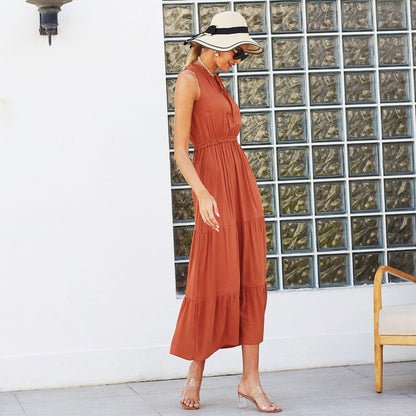 Tie Neck Solid Dress
