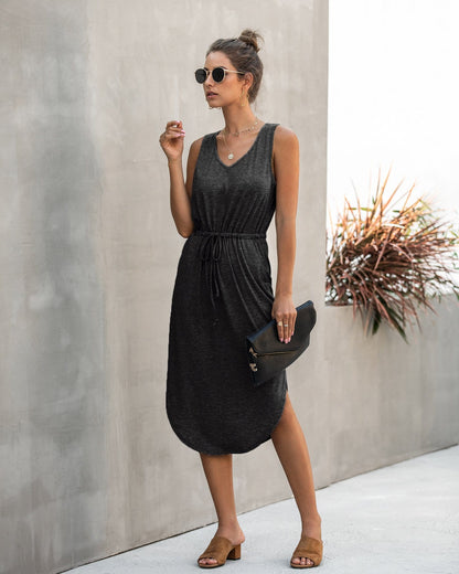 Drawstring Rounded Hem Dress