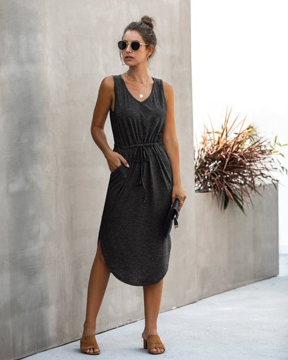 Drawstring Rounded Hem Dress