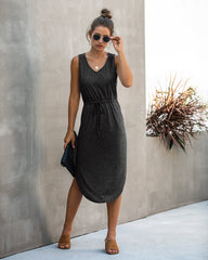 Drawstring Rounded Hem Dress