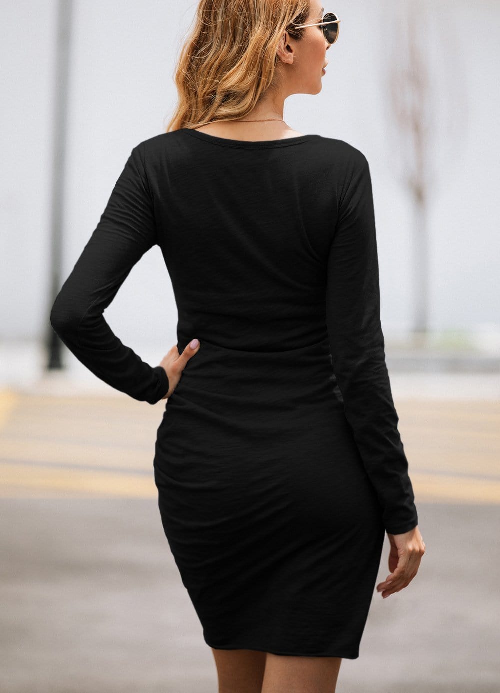 Long Sleeve Overlap Dress