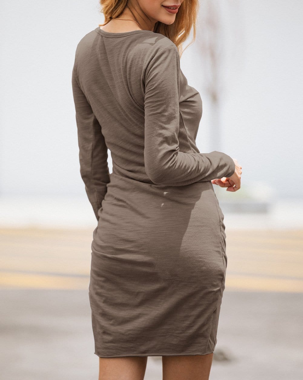 Long Sleeve Overlap Dress