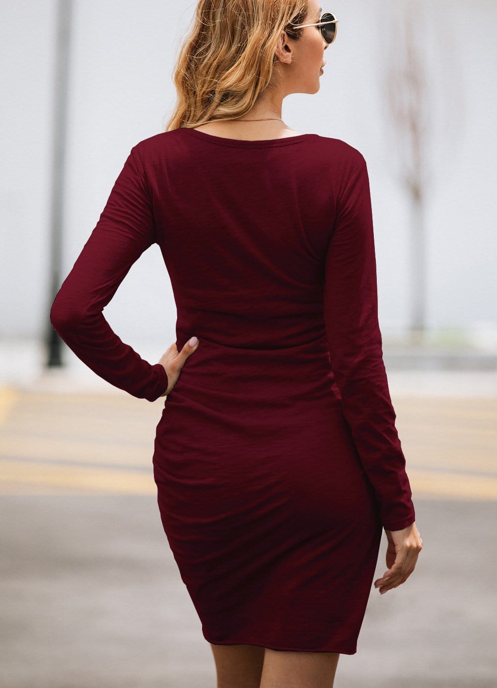 Long Sleeve Overlap Dress