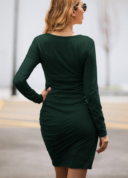 Long Sleeve Overlap Dress