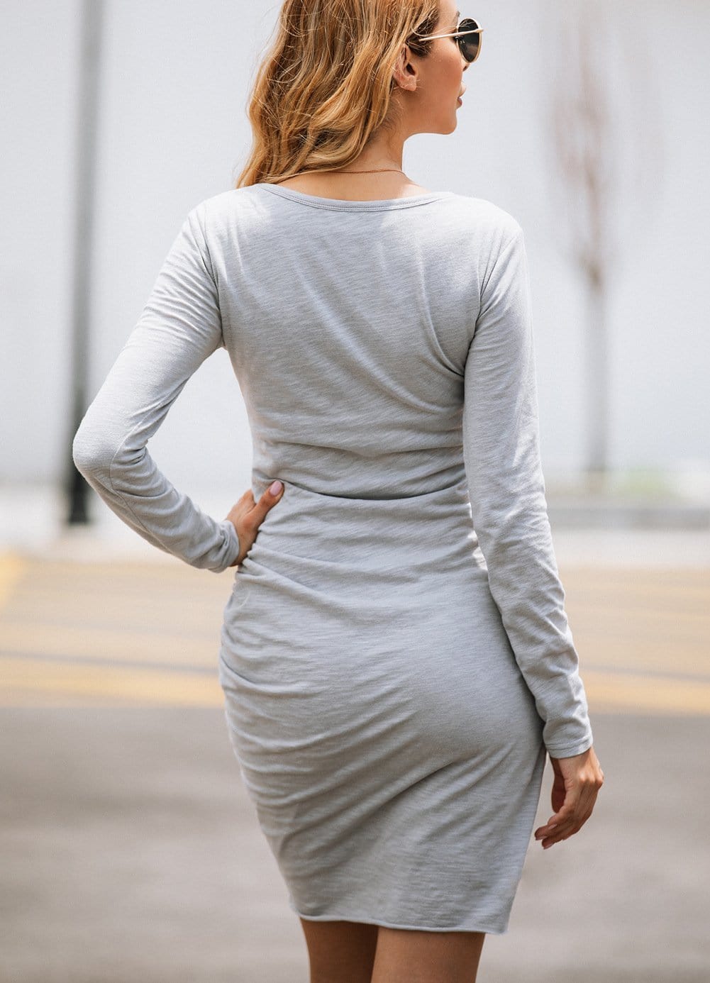 Long Sleeve Overlap Dress