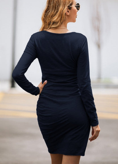 Long Sleeve Overlap Dress