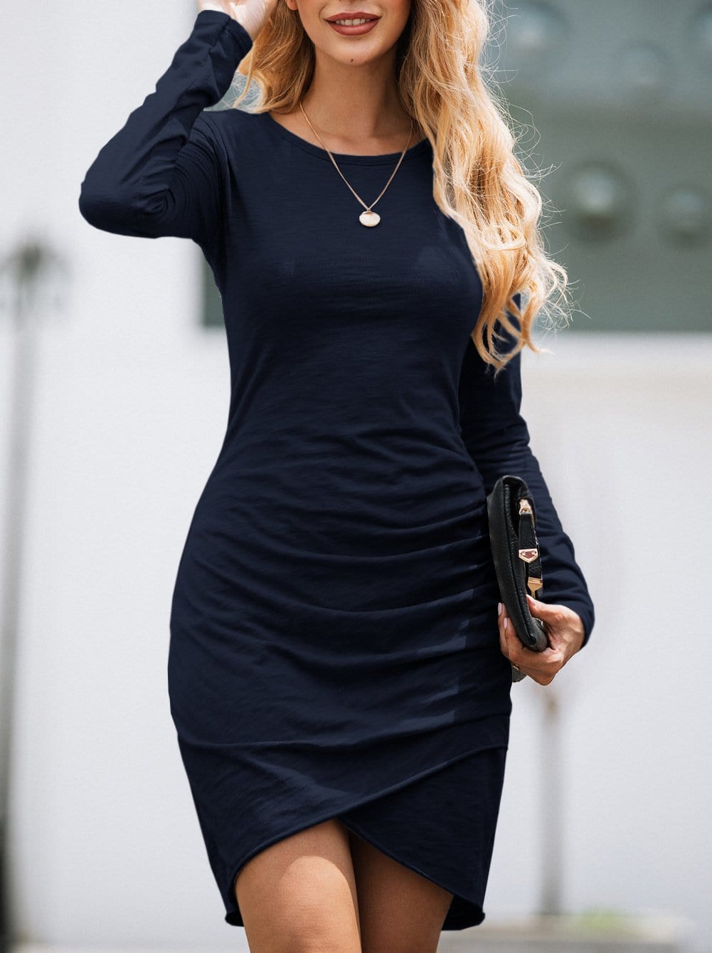 Long Sleeve Overlap Dress