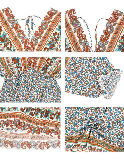 Mixed Print Asymmetrical Dress