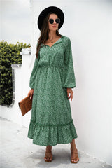 Neck Ruffle Hem Dress