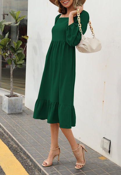 Double Sleeve Solid Dress