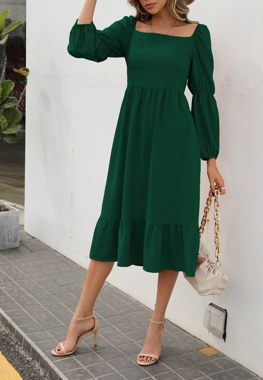 Double Sleeve Solid Dress