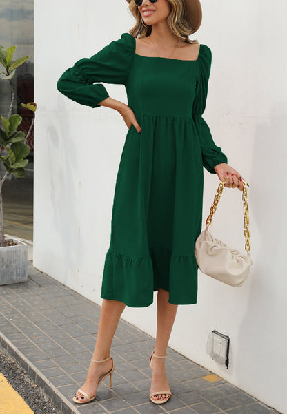 Double Sleeve Solid Dress